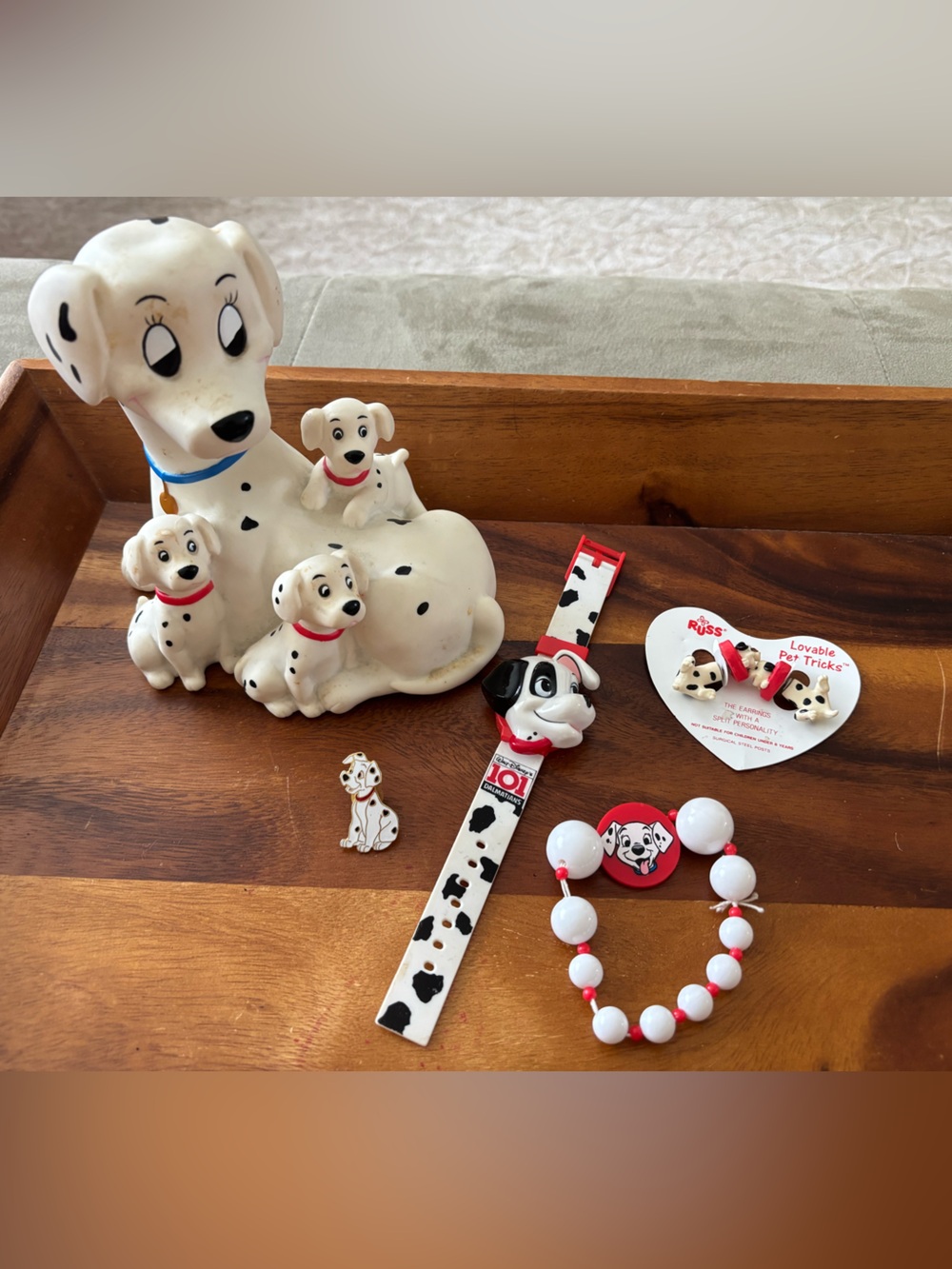 Disney 101 Dalmatians Vintage Kids Bank, Pin, Earrings, Watch & Bracelet Set